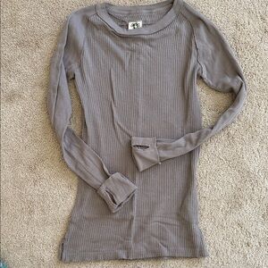 We The Free Charcoal Ribbed Knit Top